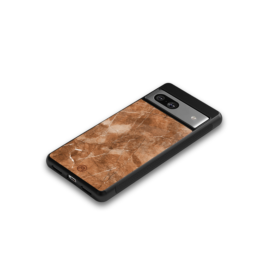 caramel brown marble back phone cover | glass case for Google Pixel 7