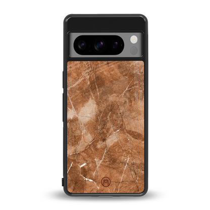 caramel brown marble back phone cover | glass case for google pixel 8 pro