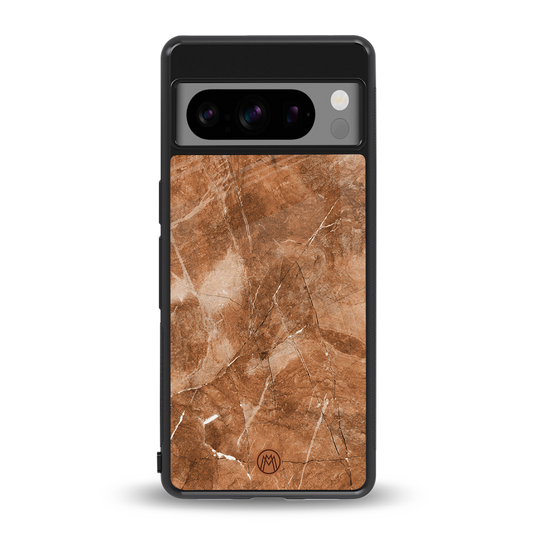 caramel brown marble back phone cover | glass case for google pixel 8 pro