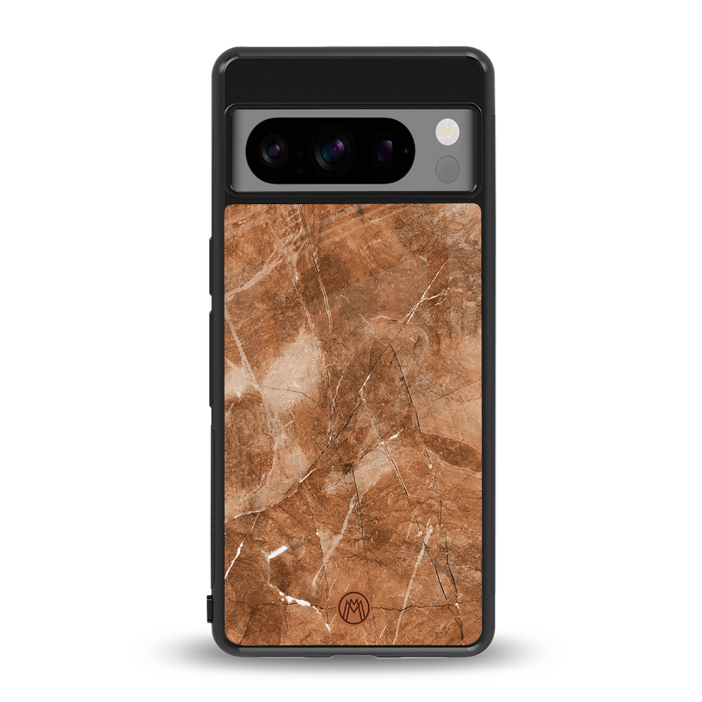 caramel brown marble back phone cover | glass case for google pixel 8 pro