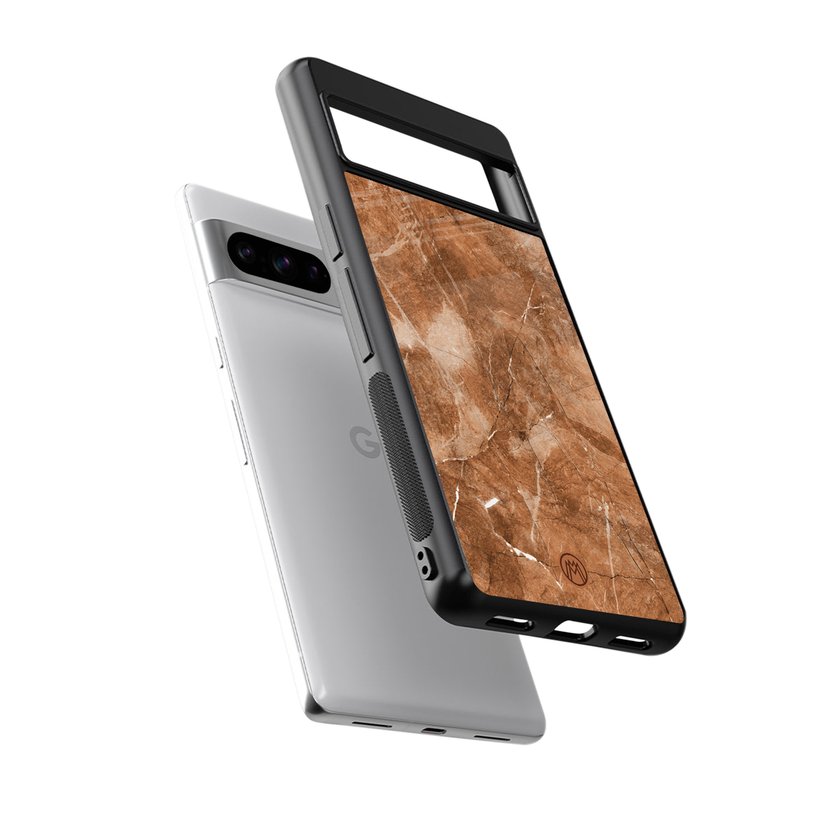 caramel brown marble back phone cover | glass case for google pixel 8 pro