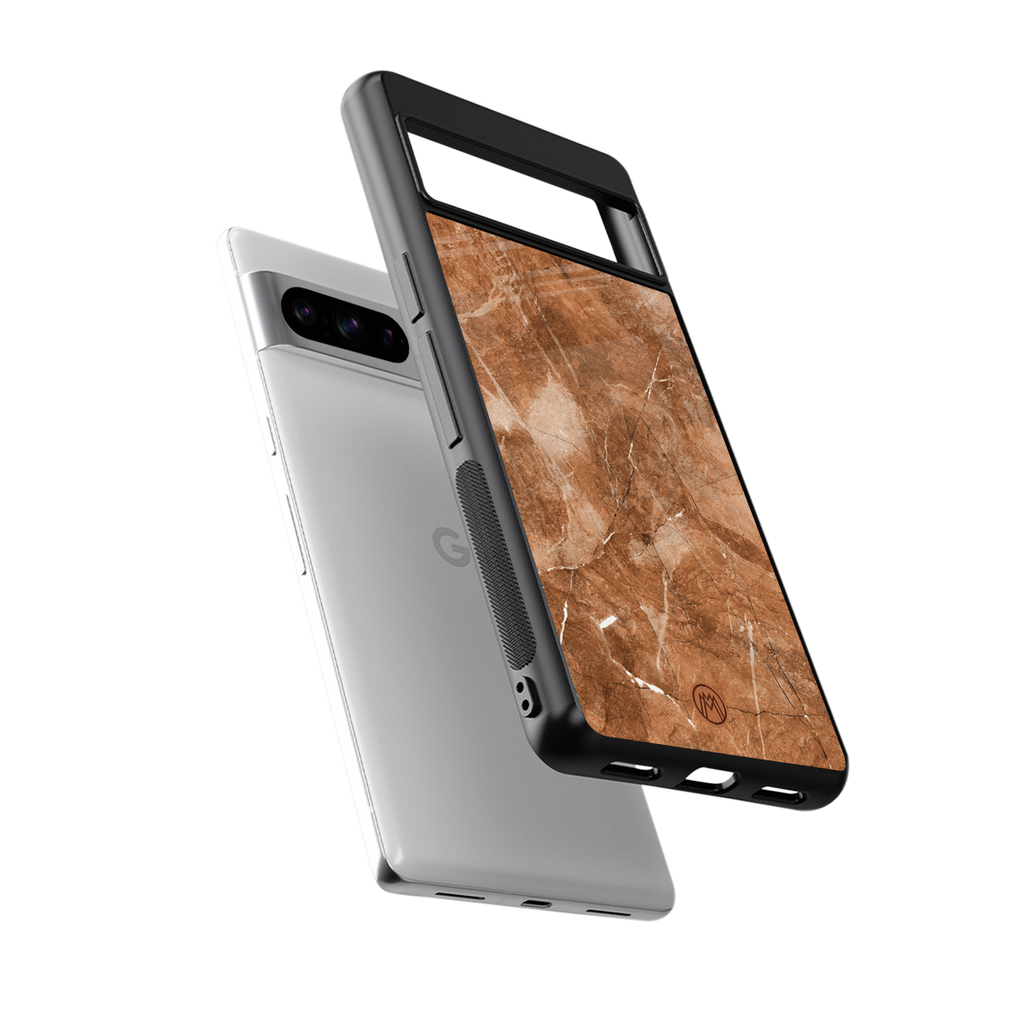 caramel brown marble back phone cover | glass case for google pixel 8 pro