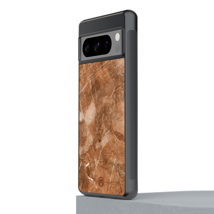 caramel brown marble back phone cover | glass case for google pixel 8 pro