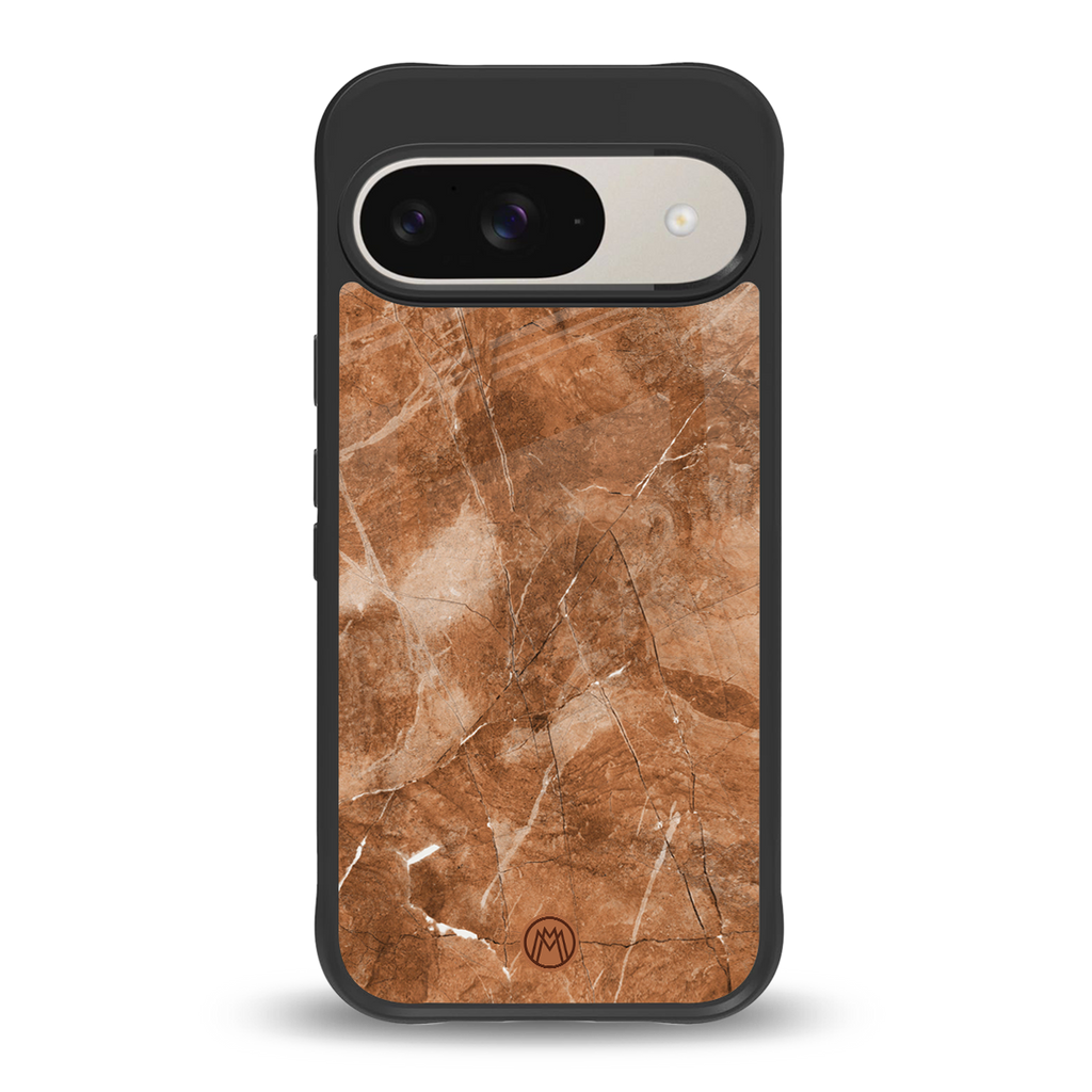 caramel brown marble back phone cover | glass case for google pixel 9
