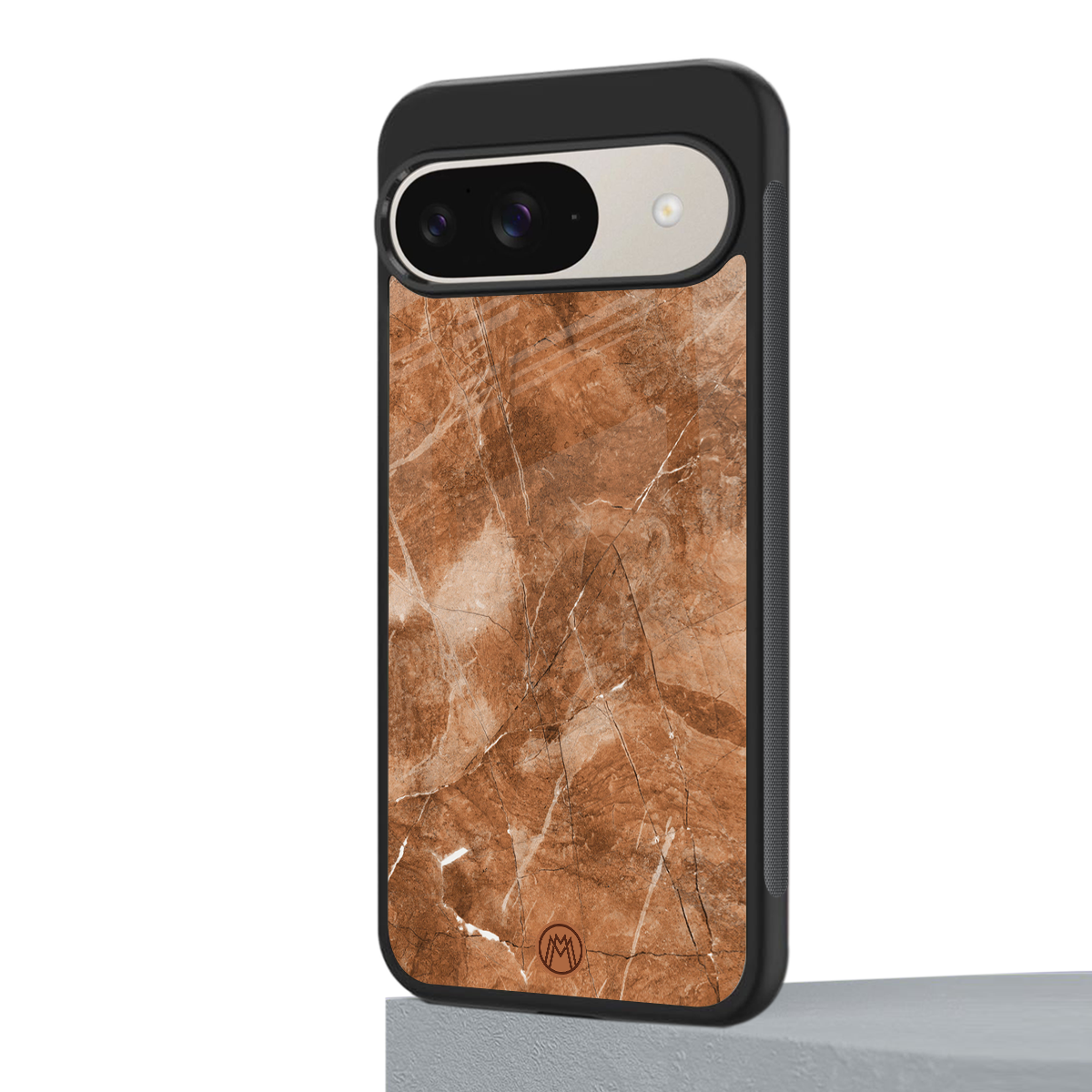 caramel brown marble back phone cover | glass case for google pixel 9