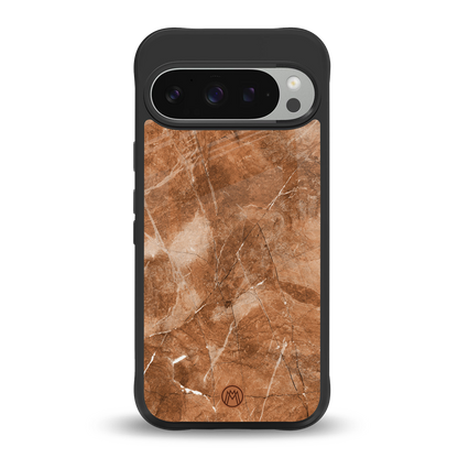 caramel brown marble back phone cover | glass case for google pixel 9 pro xl
