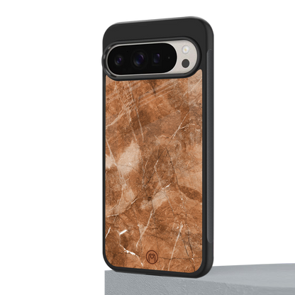 caramel brown marble back phone cover | glass case for google pixel 9 pro xl