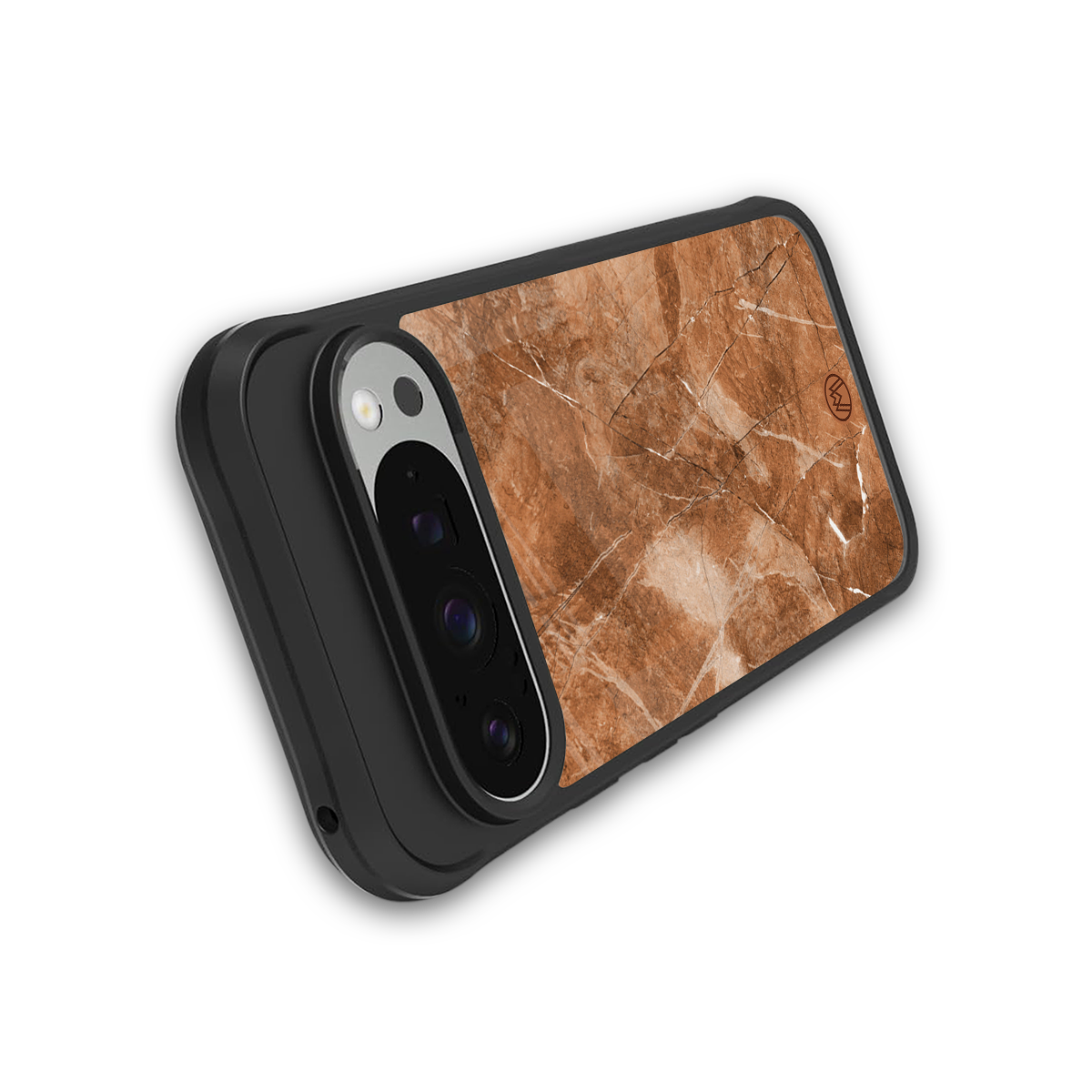 caramel brown marble back phone cover | glass case for google pixel 9 pro