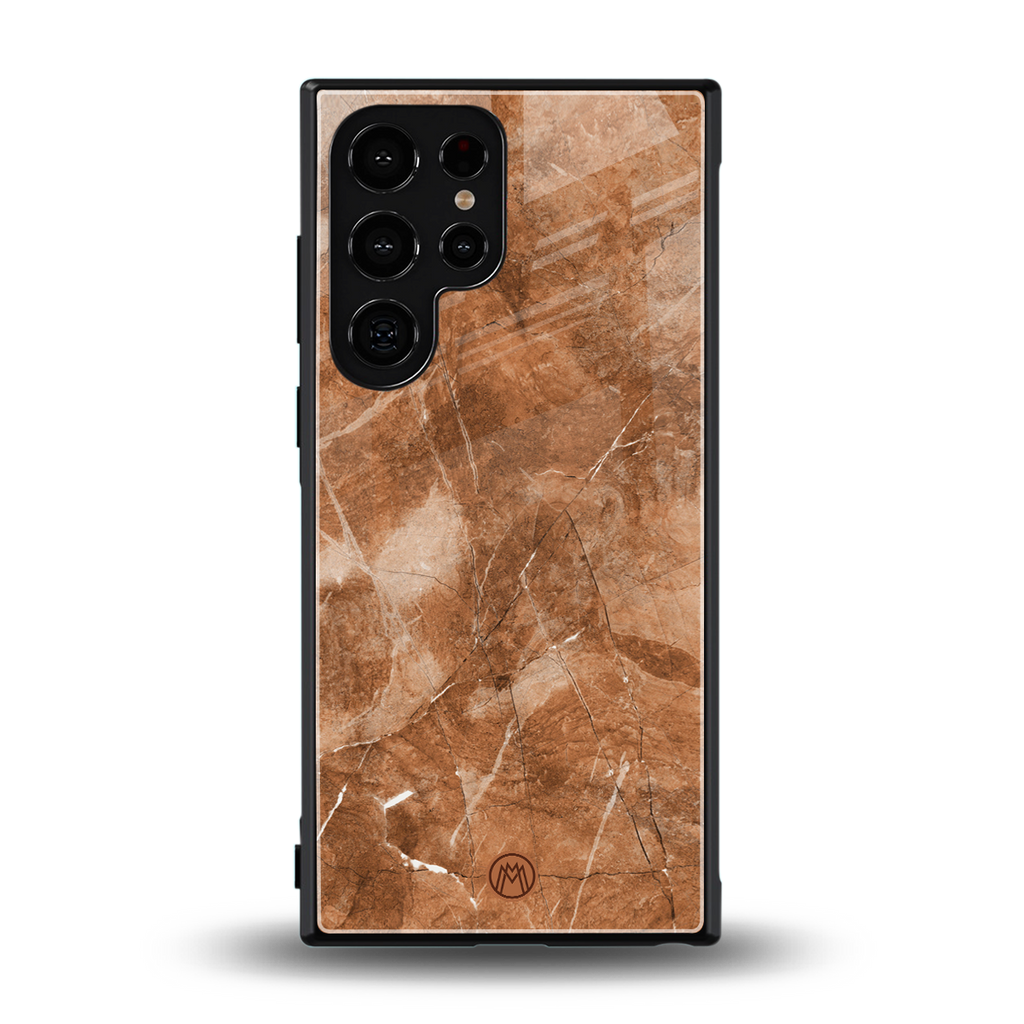 caramel brown marble back phone cover | glass case for samsung galaxy s24 ultra