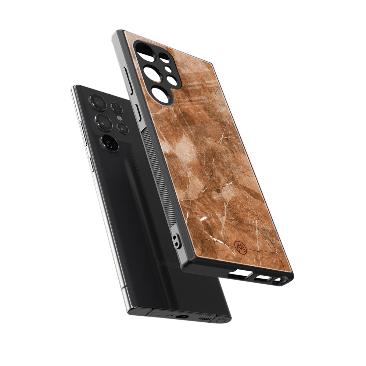 caramel brown marble back phone cover | glass case for samsung galaxy s24 ultra