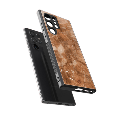 caramel brown marble back phone cover | glass case for samsung galaxy s24 ultra