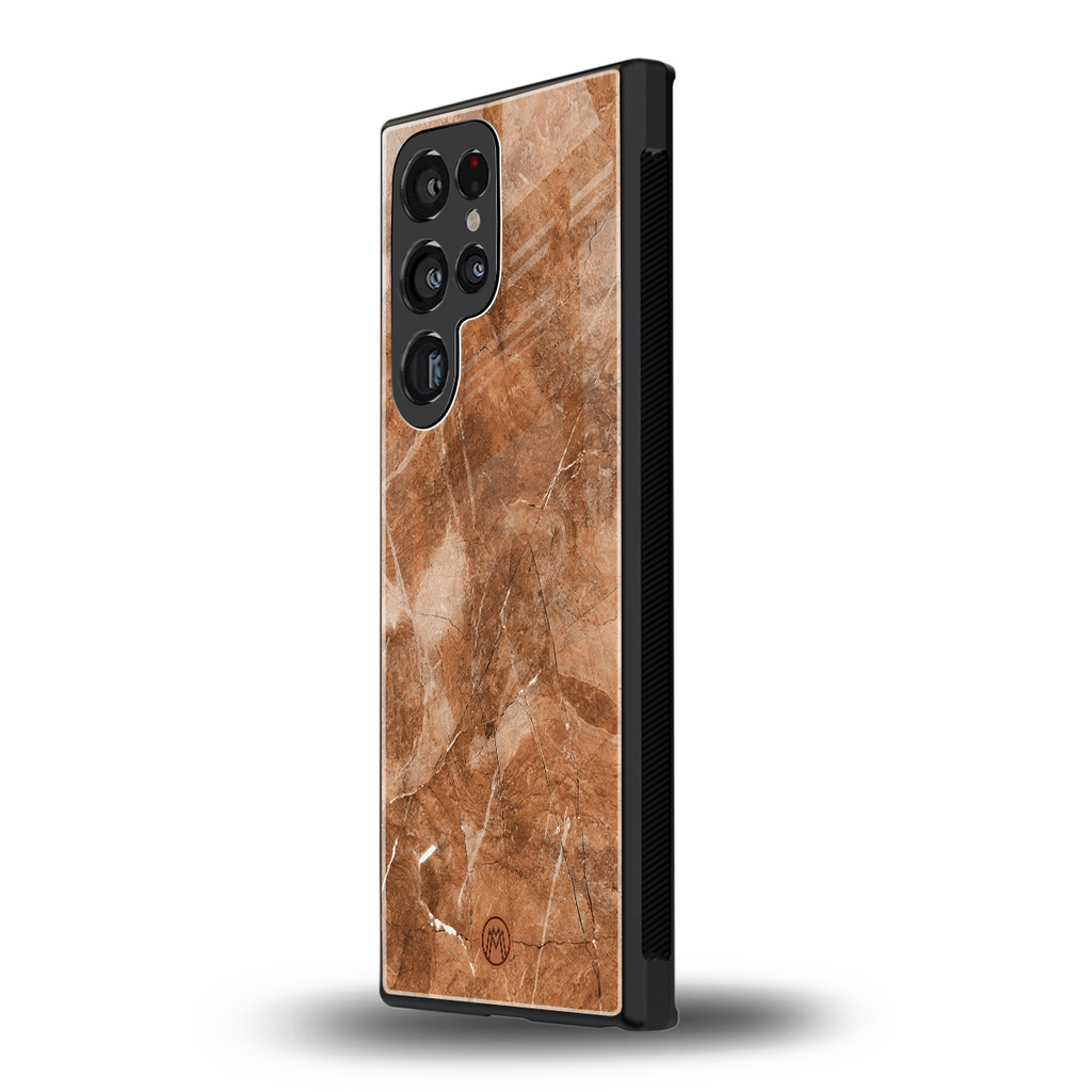 caramel brown marble back phone cover | glass case for samsung galaxy s24 ultra