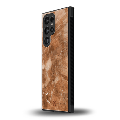 caramel brown marble back phone cover | glass case for samsung galaxy s24 ultra