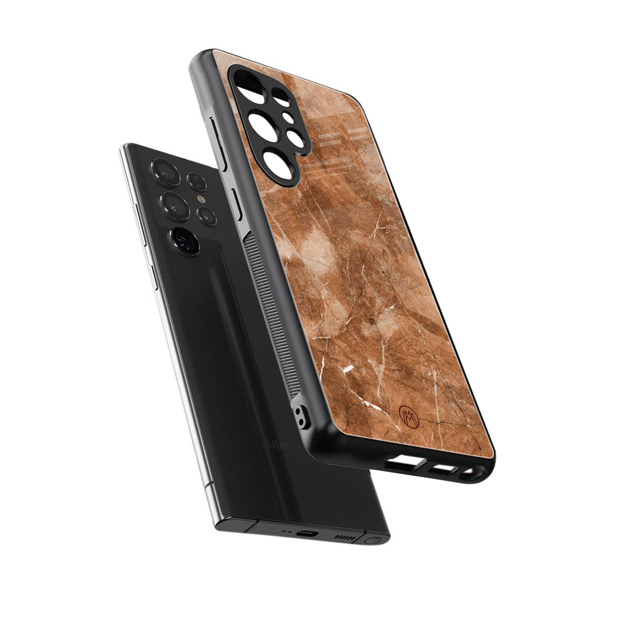 caramel brown marble back phone cover | glass case for samsung galaxy s25 ultra