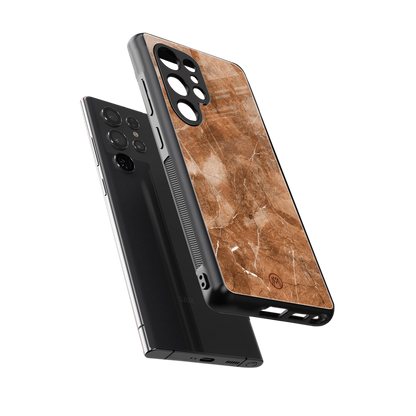 caramel brown marble back phone cover | glass case for samsung galaxy s25 ultra
