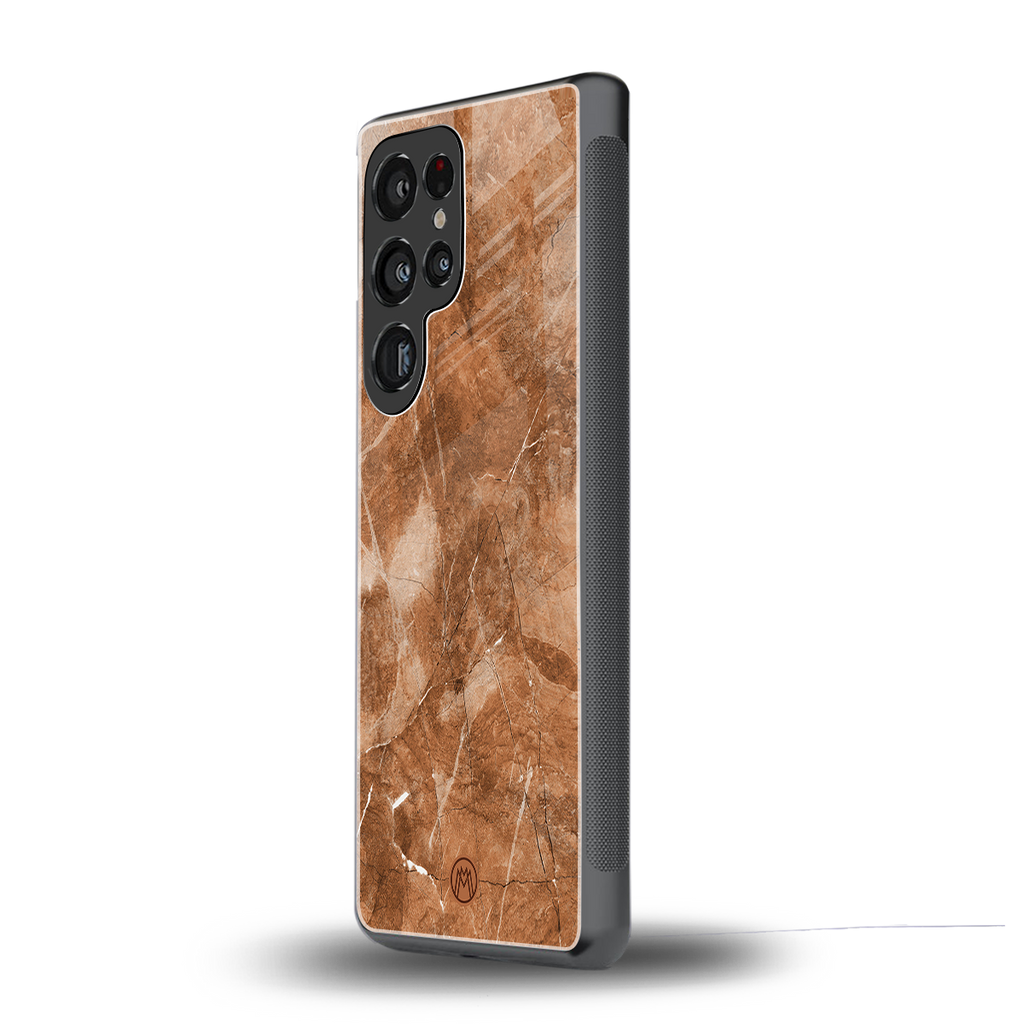 caramel brown marble back phone cover | glass case for samsung galaxy s25 ultra