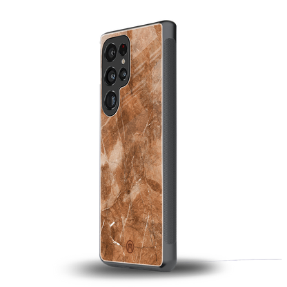 caramel brown marble back phone cover | glass case for samsung galaxy s25 ultra