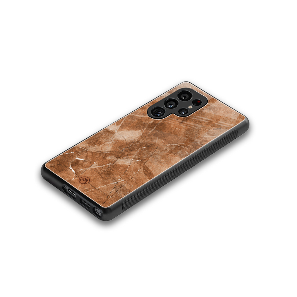 caramel brown marble back phone cover | glass case for samsung galaxy s25 ultra