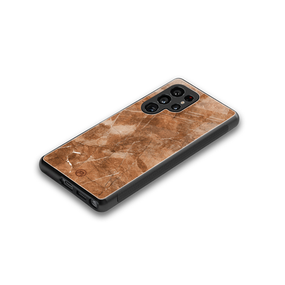 caramel brown marble back phone cover | glass case for samsung galaxy s25 ultra