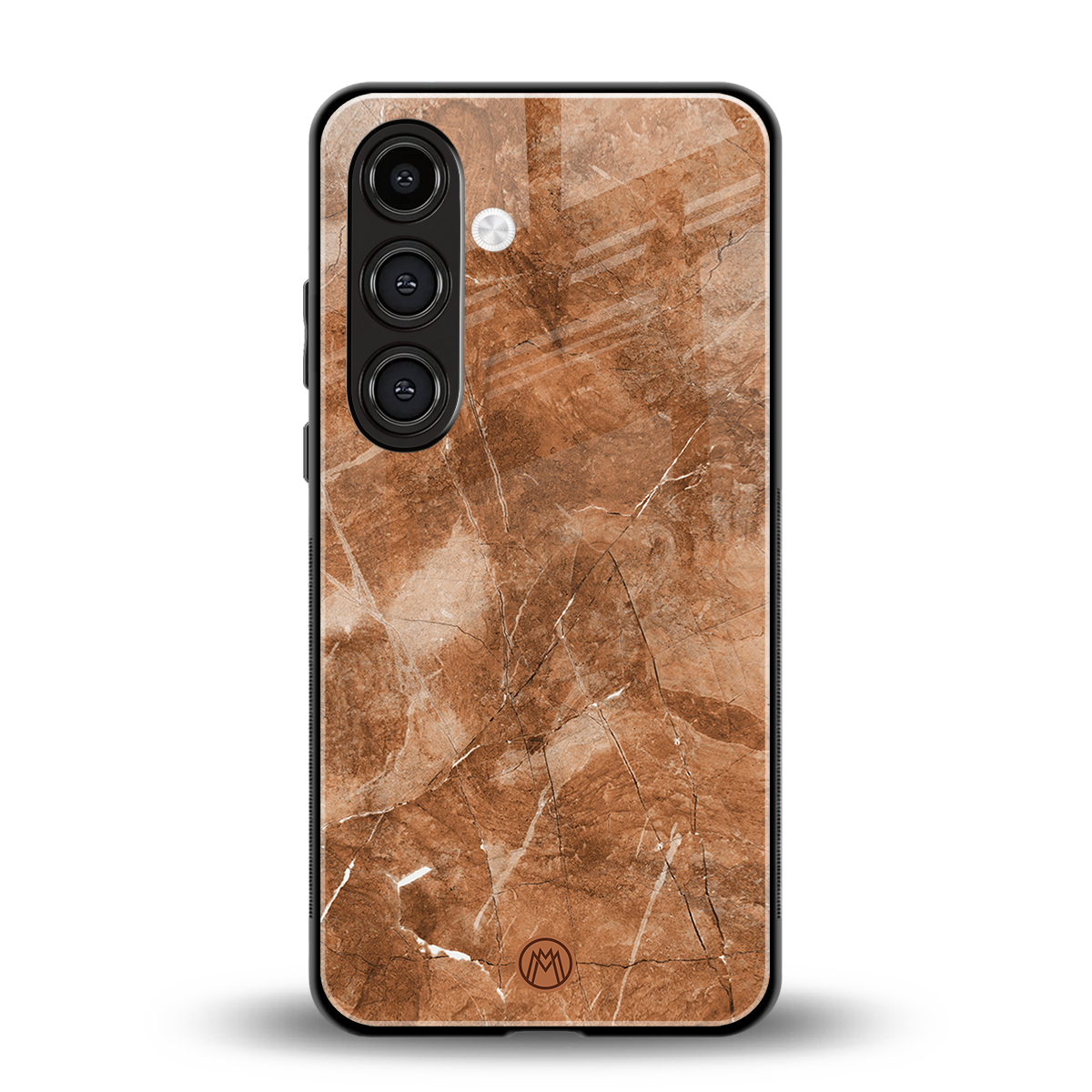 caramel brown marble back phone cover | glass case for samsung galaxy s25 plus
