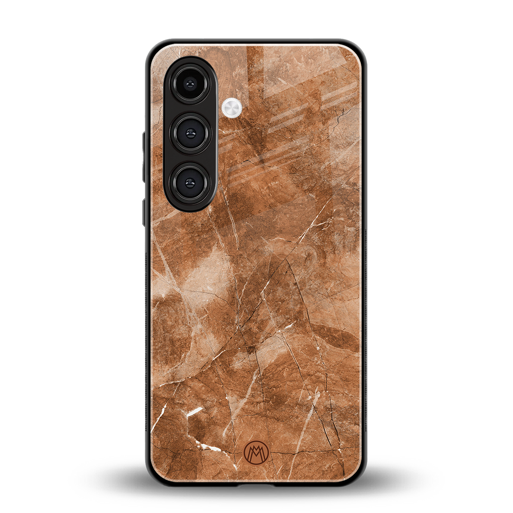 caramel brown marble back phone cover | glass case for samsung galaxy s24 fe