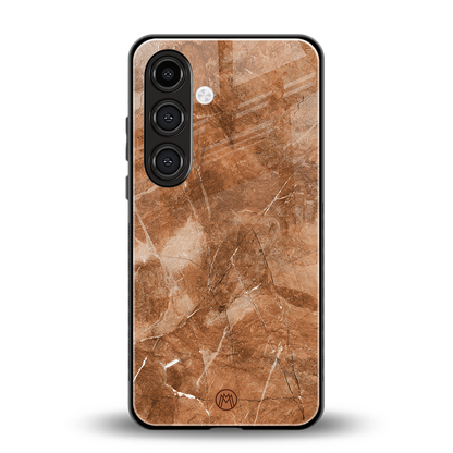 caramel brown marble back phone cover | glass case for samsung galaxy s24 fe