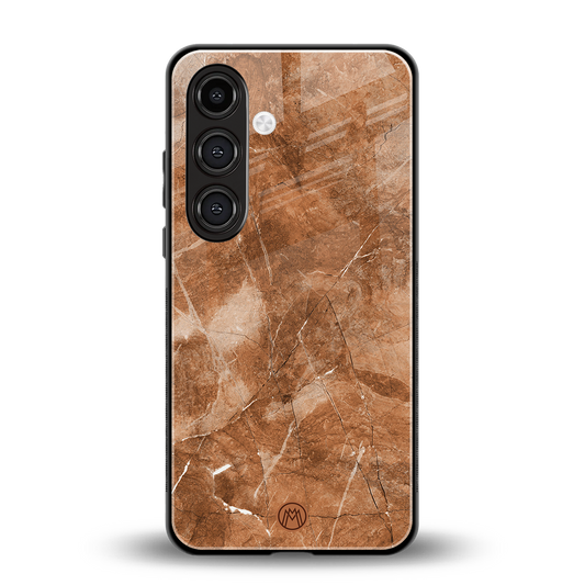 caramel brown marble back phone cover | glass case for samsung galaxy s24 fe