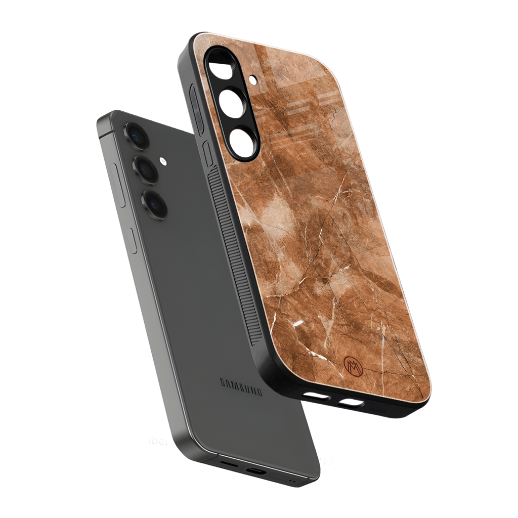 caramel brown marble back phone cover | glass case for samsung galaxy s24 plus