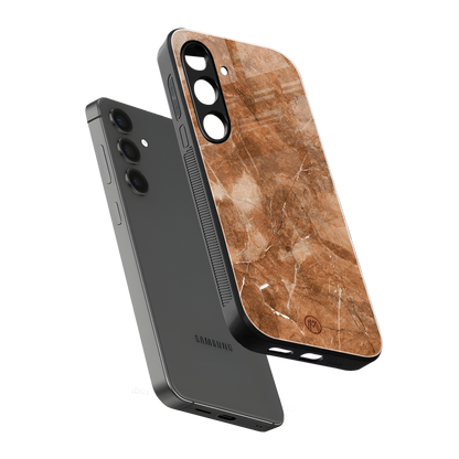 caramel brown marble back phone cover | glass case for samsung galaxy s24 fe