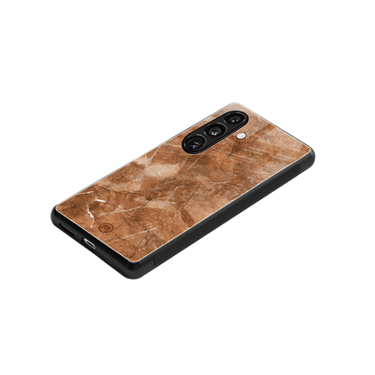 caramel brown marble back phone cover | glass case for samsung galaxy s24 fe