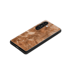caramel brown marble back phone cover | glass case for samsung galaxy s25 plus