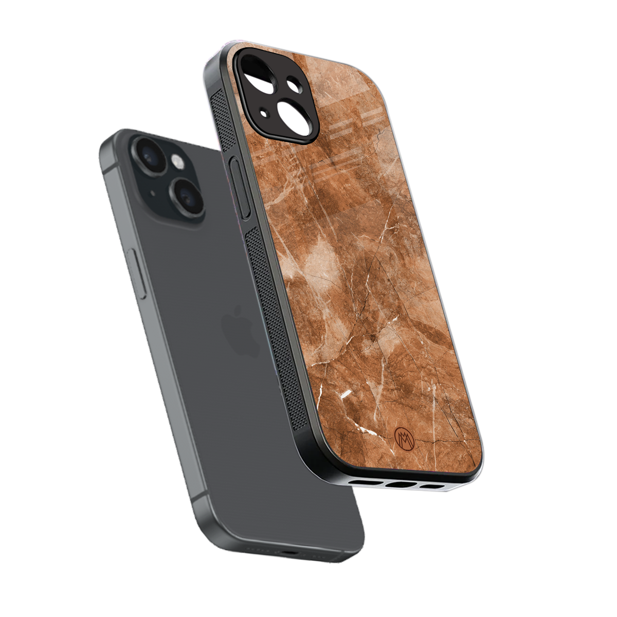 caramel brown marble back phone cover | glass case for iphone 14