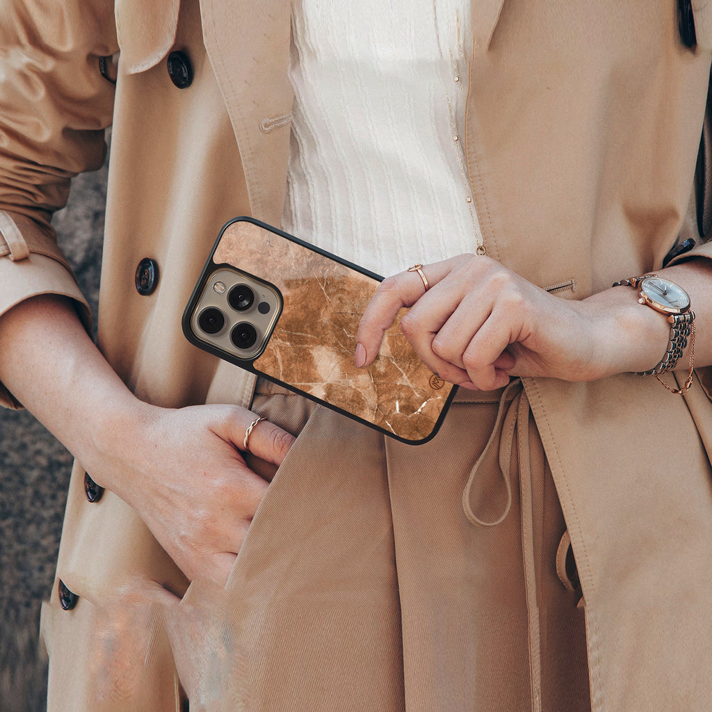caramel brown marble back phone cover | glass case for Google Pixel 8