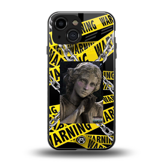 caution back phone cover | glass case for iphone 13 mini