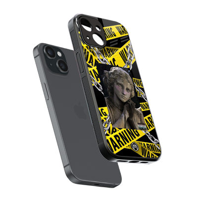 caution back phone cover | glass case for iphone 13 mini