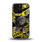 caution back phone cover | glass case for iphone 13 pro
