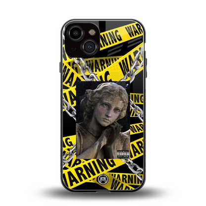 caution back phone cover | glass case for iphone 13