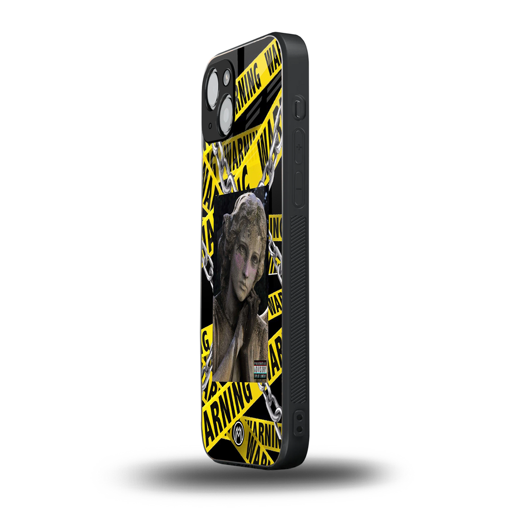caution back phone cover | glass case for iphone 13