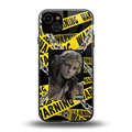caution back phone cover | glass case for iphone 14 plus