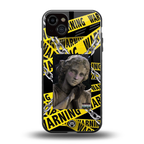 caution back phone cover | glass case for iphone 14 plus