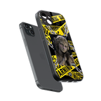 caution back phone cover | glass case for iphone 14 plus