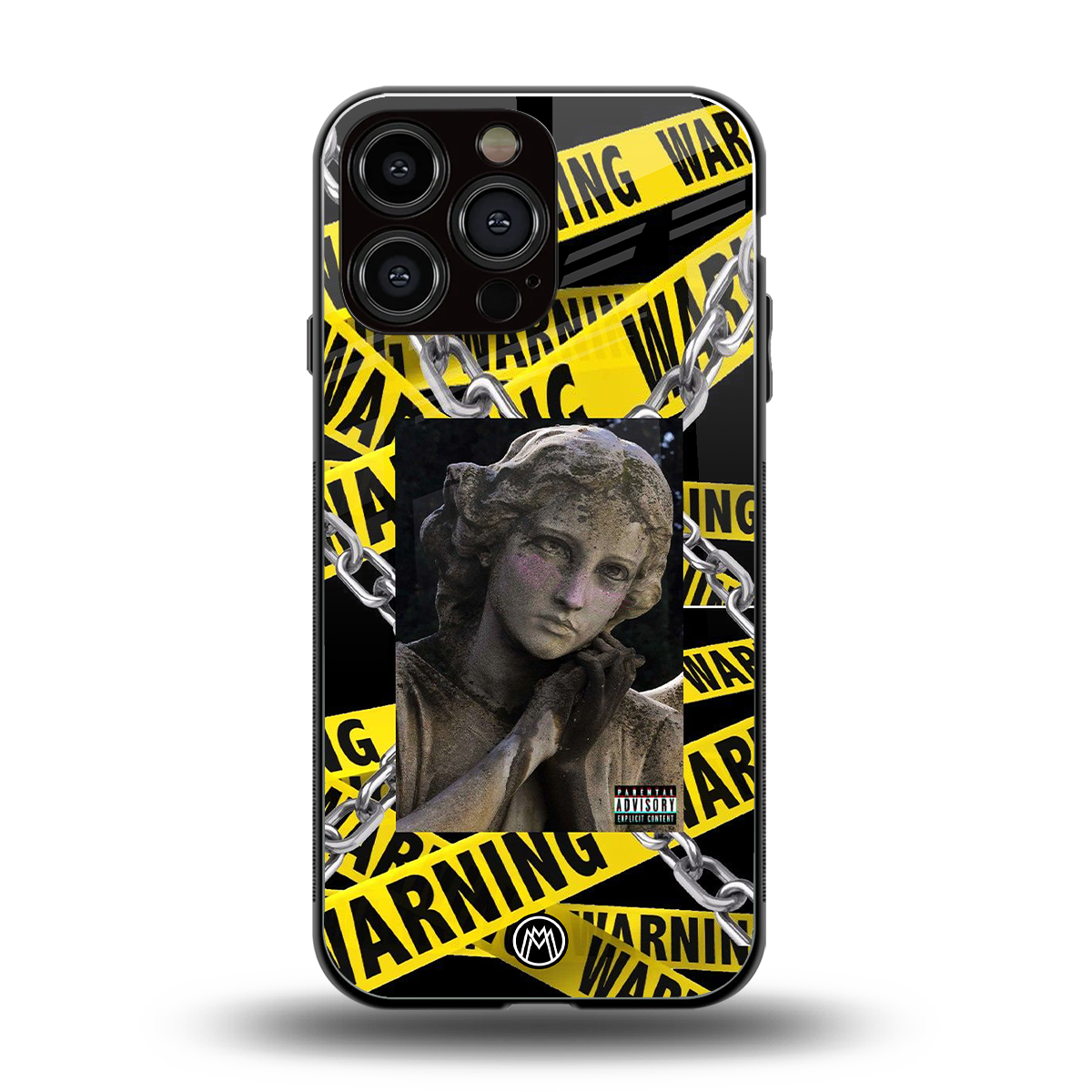 caution back phone cover | glass case for iphone 14 pro max