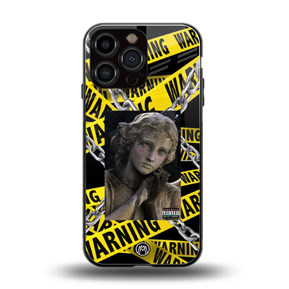 caution back phone cover | glass case for iphone 14 pro max
