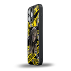 caution back phone cover | glass case for iphone 15 pro max