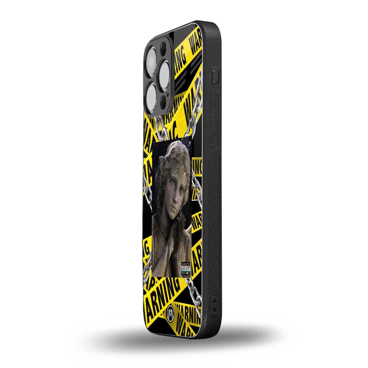 caution back phone cover | glass case for iphone 15 pro max