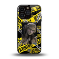 caution back phone cover | glass case for iphone 15 pro