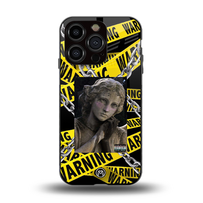 caution back phone cover | glass case for iphone 14 pro