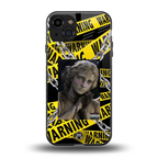 caution back phone cover | glass case for iphone 14