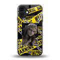 caution back phone cover | glass case for iphone 16 plus