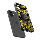 caution back phone cover | glass case for iphone 16 plus